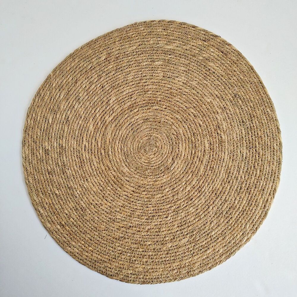 Trueliving Round Braided Placemat 14" 100% Natural Jute Portion Modern Coastal